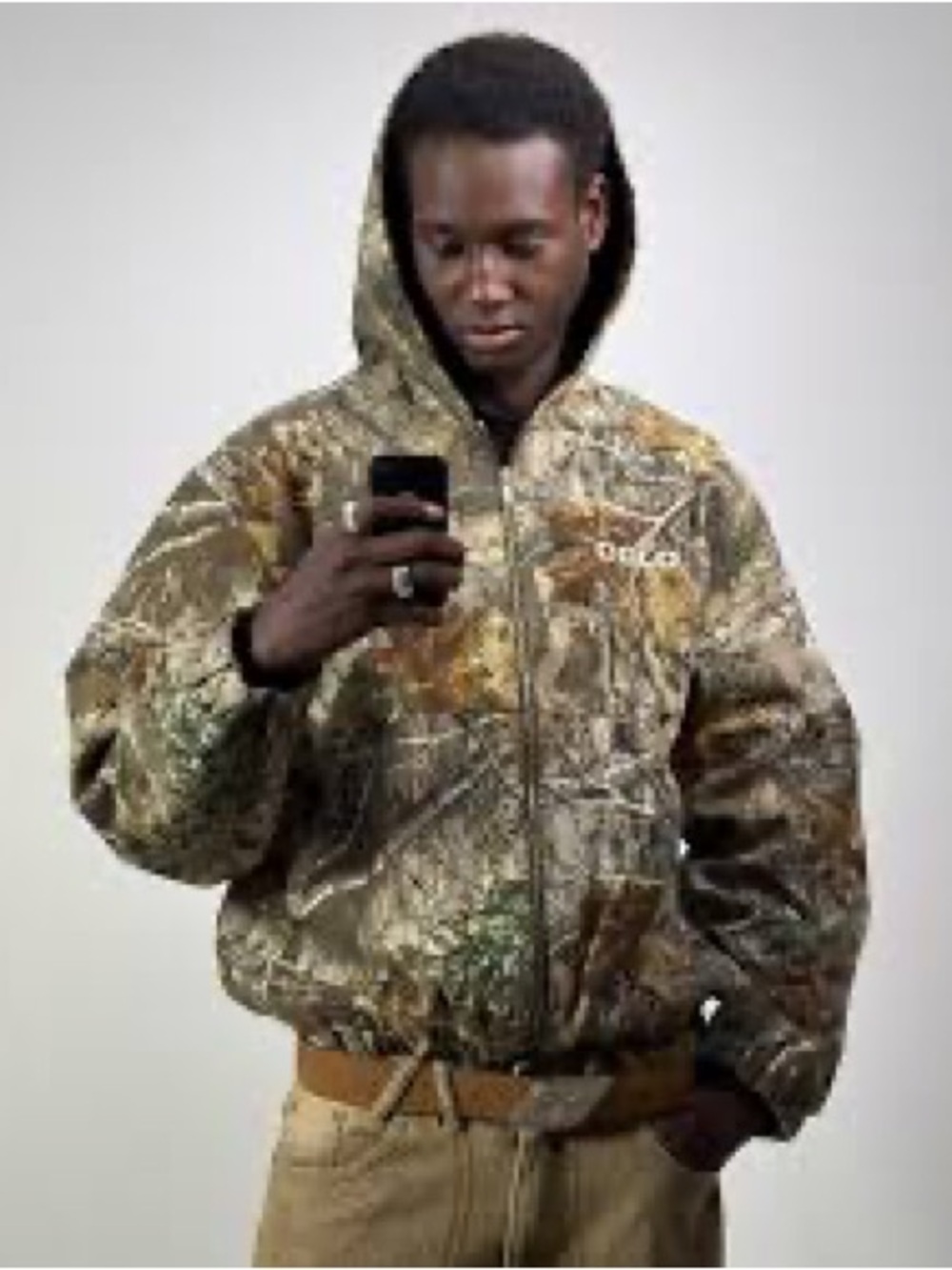Camo Hooded Bomber Jacket - Green/Brown